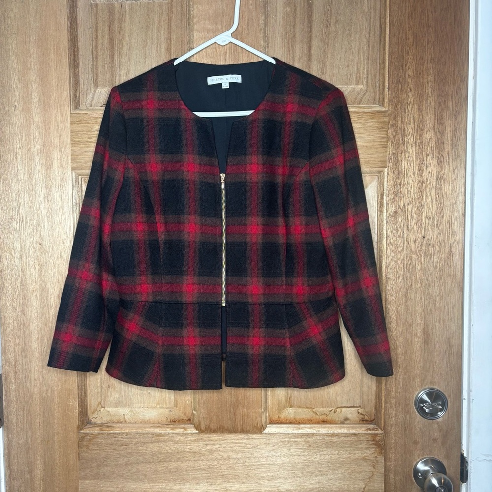 Preston & York women’s Red and Black Checkered jacket size 8